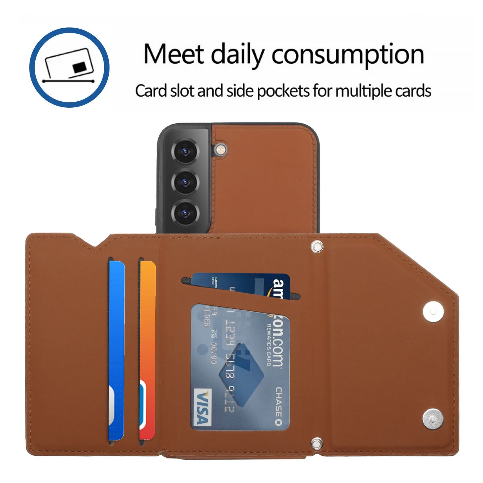 YB Leather Coating Series-2 Phone Case for Samsung Galaxy S23 Kickstand Card Holder PU Leather Coated TPU Cover with Strap YB Leather Coating Series-2 Phone Case for Samsung Galaxy S23 Kickstand Card Holder PU Leather Coated TPU Cover with Strap